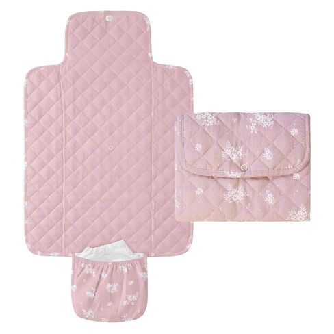 Portable Diaper Changing Pad - Waterproof Travel Baby Changing Mat - Foldable Compact Diaper Change Pad - Lightweight On The Go Change Station for Newborn Infant (Antique Rose) in Kuwait