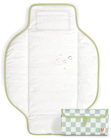 PZU Portable Diaper Changing Pad - Waterproof Travel Changing Mat with Built-in Pillow, Gifts for Baby Shower, Newborn Girls & Boys（Sage Checkers） in Kuwait