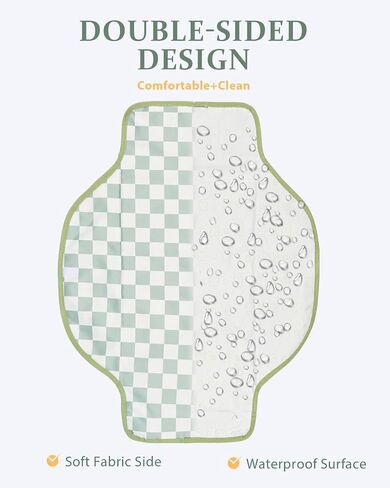 PZU Portable Diaper Changing Pad - Waterproof Travel Changing Mat with Built-in Pillow, Gifts for Baby Shower, Newborn Girls & Boys（Sage Checkers） in Kuwait
