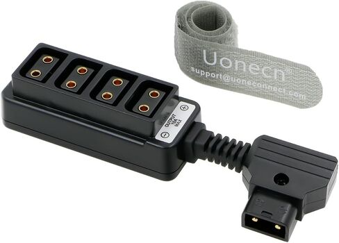 Uonecn D-Tap Splitter, 4 Ports Dtap Splitter Power Cable, Coiled PTap Charger Cord for V Mount Battery, NP-FZ100 LP-E6P EN-EL15 Dummy Battery, Camera Monitors, 11.8-31.5in/30-80cm in Kuwait