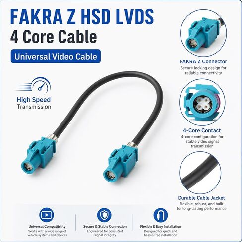 FAKRA Z Female to Female Extension Cable 4 Core HSD LVDS 535 High Speed Data Wire - Universal Car Camera Video Lead for Various car Models - RGB Signal Transmission Adapter (3.3 Ft) in Kuwait