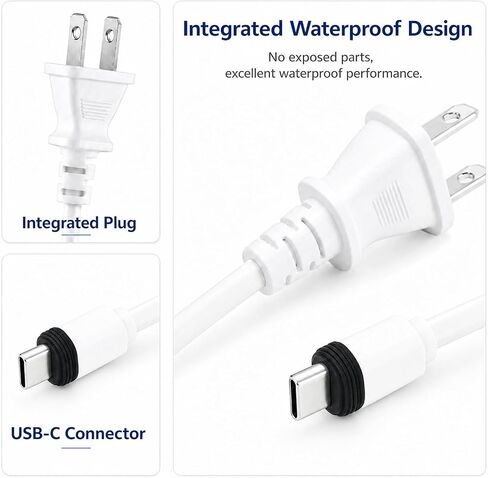 50FT Power Adapter for Ring Spotlight Cam Plus/Pro (Battery), Ring Outdoor Cam Plus (Battery) and Outdoor Cam Pro (Plug-in), 20W Long USB C Weather-Resistant Extension Cord, White in Kuwait
