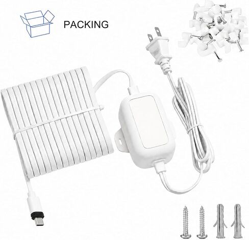 50FT Power Adapter for Ring Spotlight Cam Plus/Pro (Battery), Ring Outdoor Cam Plus (Battery) and Outdoor Cam Pro (Plug-in), 20W Long USB C Weather-Resistant Extension Cord, White in Kuwait