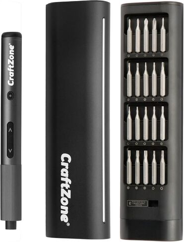 Ultra Mini Electric Precision Power Screwdriver Set Kit | Max 0.5N.m | with 20 S2 Steel Bits | 5/32'' Hex with LED Light | Magnetic Storage | Repair Tool for Electronics|Camera|Laptop (Grey) in Kuwait