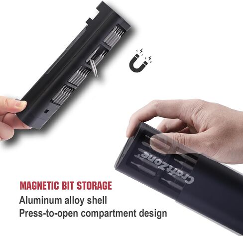 Ultra Mini Electric Precision Power Screwdriver Set Kit | Max 0.5N.m | with 20 S2 Steel Bits | 5/32'' Hex with LED Light | Magnetic Storage | Repair Tool for Electronics|Camera|Laptop (Grey) in Kuwait