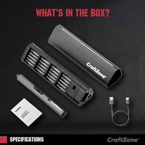 Ultra Mini Electric Precision Power Screwdriver Set Kit | Max 0.5N.m | with 20 S2 Steel Bits | 5/32'' Hex with LED Light | Magnetic Storage | Repair Tool for Electronics|Camera|Laptop (Grey) in Kuwait