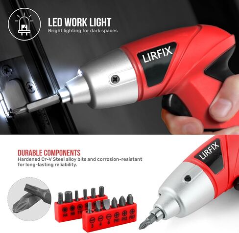 20-Piece Red 3.6V Electric & DIY Manual Tool Set - Compact Storage Box, Claw Hammer, Pliers, Screwdriver Bits, Household Hardware Tools in Kuwait