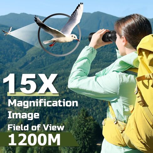High Power 15X50 Binoculars for Adults Waterproof 50mm Big Eyepiece Fogproof Binoculars with BAK4 Prism FMC Lens for Outdoor Stargazing Hunting Traveling Wildlife Bird Watching (Black) in Kuwait