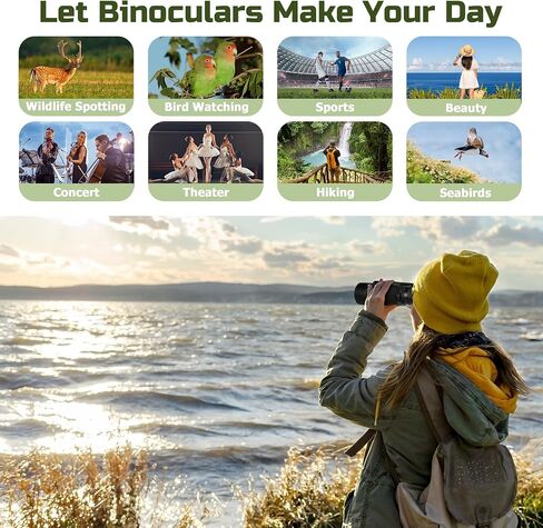 High Power 15X50 Binoculars for Adults Waterproof 50mm Big Eyepiece Fogproof Binoculars with BAK4 Prism FMC Lens for Outdoor Stargazing Hunting Traveling Wildlife Bird Watching (Black) in Kuwait