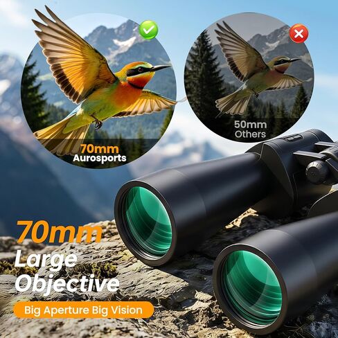 Aurosports 20x70 Binoculars for Adults High Powered Cruise Ship Binocular | Low Light Vision, Large View, Bird Watching, Hunting, Hiking, Stargazing, FMC BAK4 Prism, Gifts for Men in Kuwait
