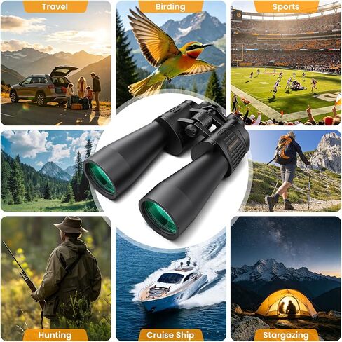 Aurosports 20x70 Binoculars for Adults High Powered Cruise Ship Binocular | Low Light Vision, Large View, Bird Watching, Hunting, Hiking, Stargazing, FMC BAK4 Prism, Gifts for Men in Kuwait