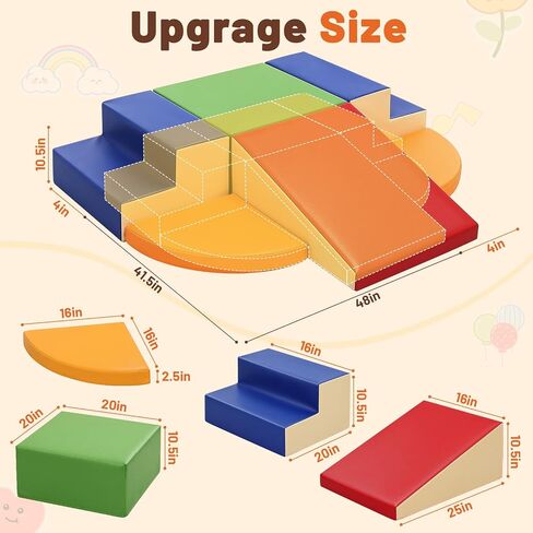 TODIBY 6-Piece Soft PU Leather Toddlers Climbing Toys (Extra Large), Foam Climbing Blocks for Toddlers, Play Gym Climber Structures for Toddler 3, Baby Climb and Crawl Activity Indoor Set(XL Size) in Kuwait