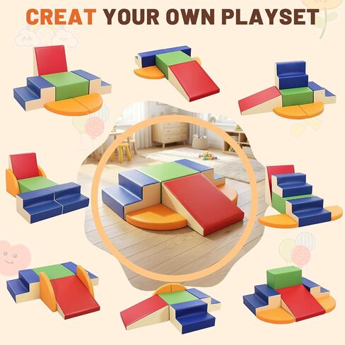 TODIBY 6-Piece Soft PU Leather Toddlers Climbing Toys (Extra Large), Foam Climbing Blocks for Toddlers, Play Gym Climber Structures for Toddler 3, Baby Climb and Crawl Activity Indoor Set(XL Size) in Kuwait