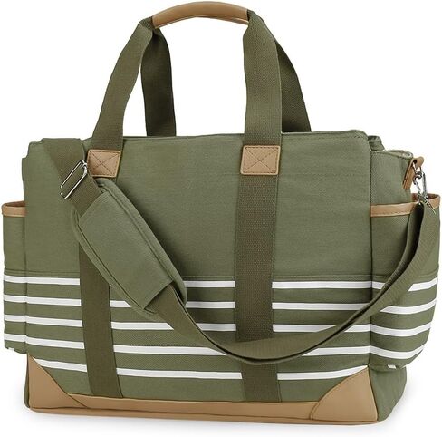 SONARIN Canvas Diaper Bag Tote,Large Capacity Travel Baby Nappy Changing Bag Mummy Messenger Bags with Stroller Straps in Kuwait