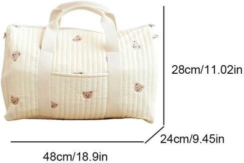 Baby Diaper Bag, Embroidered Nappy Organizer, Cute Cartoon Messenger Bag | Made from cotton fabric with zipper closure. Ideal for travel, daily outings, and hospital visits. in Kuwait
