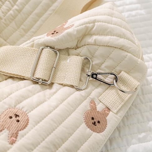 Baby Diaper Bag, Embroidered Nappy Organizer, Cute Cartoon Messenger Bag | Made from cotton fabric with zipper closure. Ideal for travel, daily outings, and hospital visits. in Kuwait