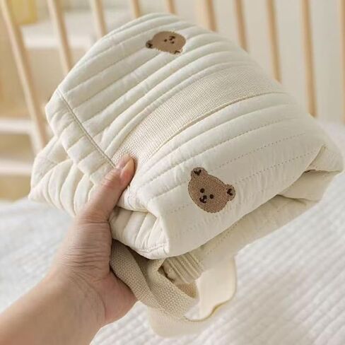 Baby Diaper Bag, Embroidered Nappy Organizer, Cute Cartoon Messenger Bag | Made from cotton fabric with zipper closure. Ideal for travel, daily outings, and hospital visits. in Kuwait