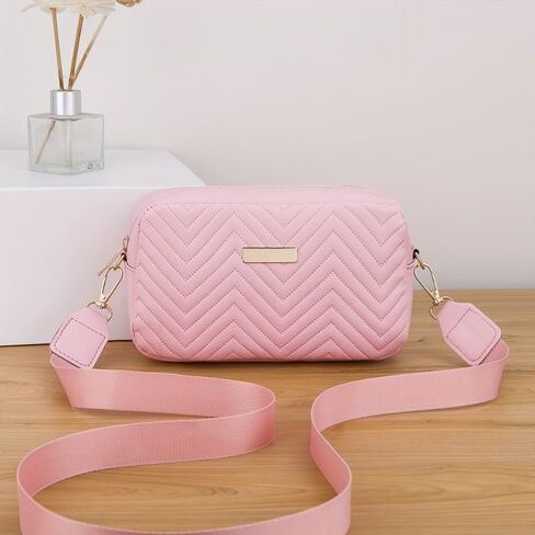 Women's Mini Camera Crossbody Bag, PU Wave Embossed Small Square Handbag for Phone and Coins, 7.87 x 2.56 x 4.72 in in Kuwait