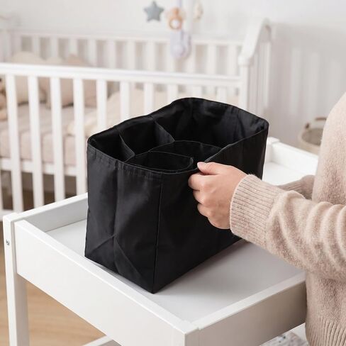 UPKOCH Portable Diaper Bag Insert Organizer with Insulated Bottle Pocket and Waterproof Bottom Compartment, Large Capacity Nylon Multi Pocket Organizer for Moms and Women, for Nursery in Kuwait