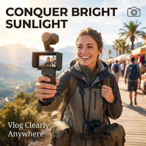 Sun Hood for DJI Osmo Pocket 3, Anti-Glare Screen Sunshade Protective Cover, Gimbal Camera Screen Guard for Outdoor Vlogging, Lightweight & Rotatable Compatible Accessory (Black) in Kuwait