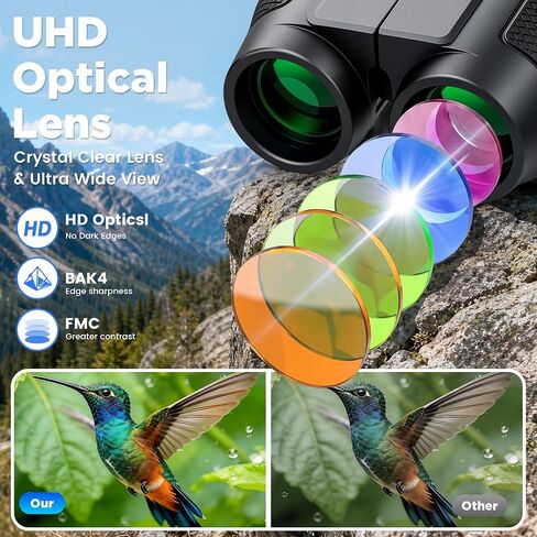 MMIXIO 10x25 Binoculars for Adults, High Powered Binoculars with Large View,FMC BAK4 Prism,for Bird Watching, Hiking,Camping,Travel,Cruise Ship,Concert,Safari,Ideal Gift in Kuwait