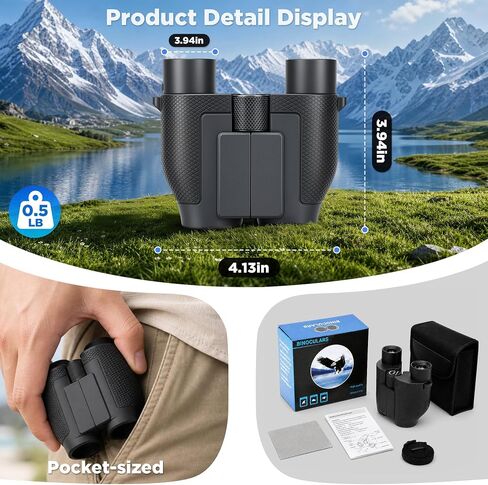 MMIXIO 10x25 Binoculars for Adults, High Powered Binoculars with Large View,FMC BAK4 Prism,for Bird Watching, Hiking,Camping,Travel,Cruise Ship,Concert,Safari,Ideal Gift in Kuwait