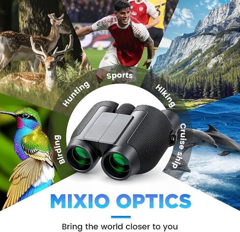 MMIXIO 10x25 Binoculars for Adults, High Powered Binoculars with Large View,FMC BAK4 Prism,for Bird Watching, Hiking,Camping,Travel,Cruise Ship,Concert,Safari,Ideal Gift in Kuwait