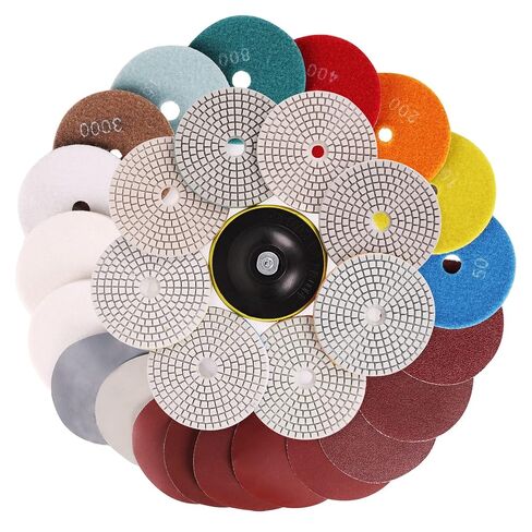 4 Inch Diamond Polishing Pads,22PCS Wet Polishing Kit with Backer Pad 50-6000 Grit Polishing Pad for Concrete Marble Stone Countertop Quartz Drill Grinder Polisher in Kuwait