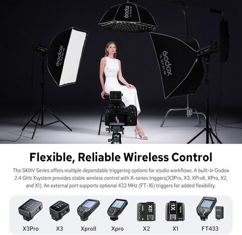 Godox SK300IIIV SK300III-V Studio Flash Strobe, SK300III V 300Ws Monolight, Bowens Mount, Wireless X System, LED Modeling Lamp, 0.1-1.5s Recycle, GODOX SK 300 III V Strobe Light for Photography - 110V in Kuwait