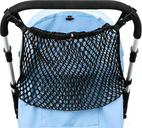 Universal Stroller Organizer, Polyester Net Mesh Bag Fits for Nuna, Britax, Doona Strollers, Hanging Storage Bag with Adjustable Velcro, Non-Slip Stroller Mesh Net for Accessories (Black) in Kuwait