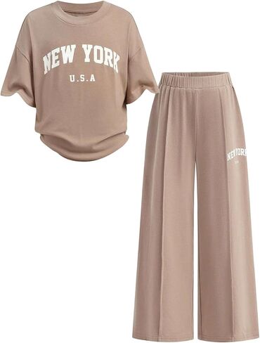 SOLY HUX Toddler Girl's Two Piece Outfits Letter Graphic Short Sleeve T Shirts Matching Pants Summer Tracksuit Set in Kuwait