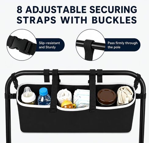 Double Stroller Organizer,Universal Parent Console Double Jogging Stroller Organizer with 10 Storage Pockets,6 Adjustable Secure Straps,Strong adhesion design Make,Anti-Tilt & Anti-Sag Design in Kuwait