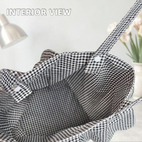 Stroller Organizer with Snap Straps, Large Capacity Stroller Caddy, Gingham Stroller Bag with Ruffle Trim, Lightweight Hanging Organizer with Padded Base for Easy Access in Kuwait