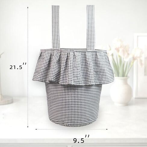 Stroller Organizer with Snap Straps, Large Capacity Stroller Caddy, Gingham Stroller Bag with Ruffle Trim, Lightweight Hanging Organizer with Padded Base for Easy Access in Kuwait