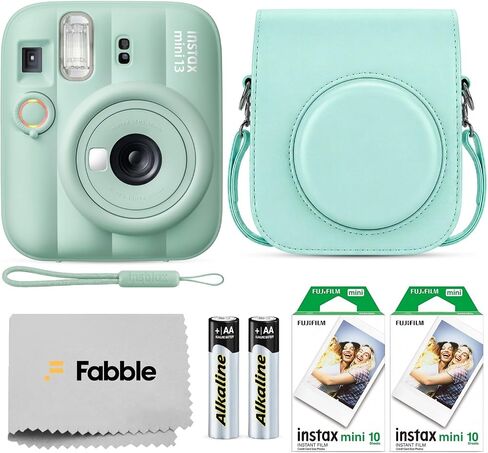 FUJIFILM INSTAX MINI 13 Instant Film Camera Clay White Bundle with Caiul Groovy Case, INSTAX Mini Twin Pack Film 20 Exposures, Automatic Exposure, Close-Up Mode, Selfie Mirror in Kuwait
