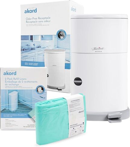 Janibell Akord 330 Adult Diaper Pail System Bundle - Includes 11-Gallon Adult Diaper Pail & 2-Count Refill Liners in Kuwait