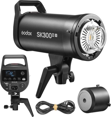 Godox SK300III-V 300Ws Bowens Mount Studio Flash Strobe | 2.4G Wireless, GN58, 5700±200K Modeling Lamp, 0.1-1.5s Recycle Time, For Product Wedding Portrait in Kuwait