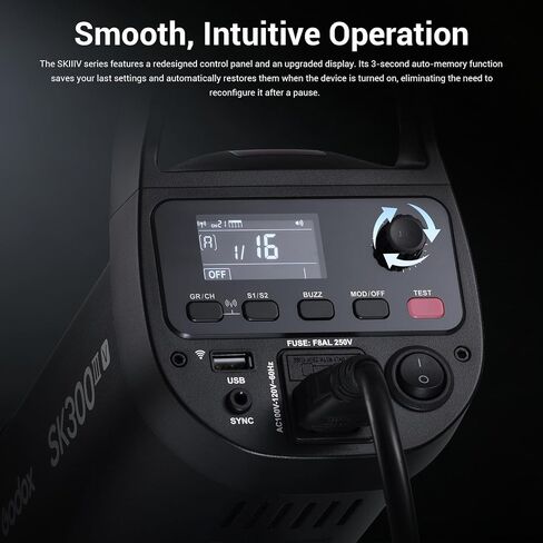 Godox SK300III-V 300Ws Bowens Mount Studio Flash Strobe | 2.4G Wireless, GN58, 5700±200K Modeling Lamp, 0.1-1.5s Recycle Time, For Product Wedding Portrait in Kuwait