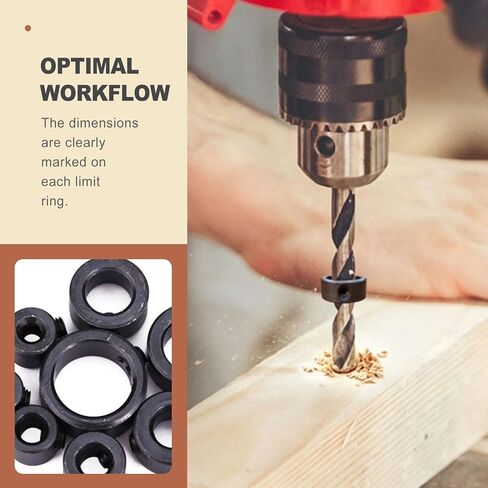 7 Pcs Drill Bit Depth Stop Collars with Hex Key Wrench for Precision Woodworking Projects 1 8 to 1 2 Inch Drill Bit Limit Ring Set Metal Hole Depth Controller Carpentry Hand Tools in Kuwait