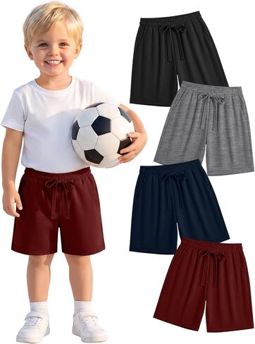 Toddler Boys' Knee Length Shorts Baggy Athletic Casual Short Pants Back to School Soccer SweatShorts 18M-5T in Kuwait