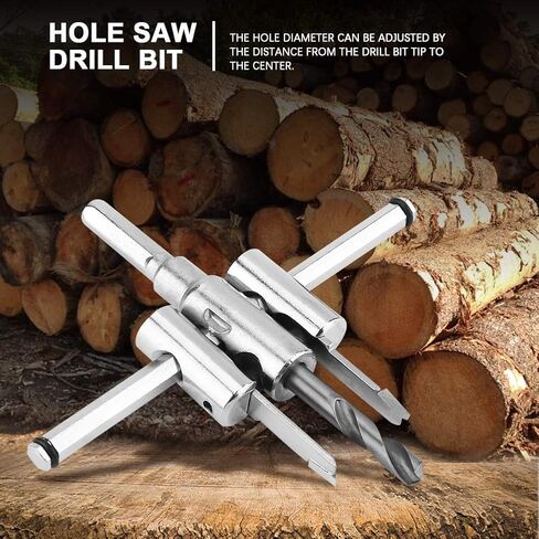FTVOGUE 30-120mm Adjustable Hole Saw Drill Bit, Alloy Steel Tool for Wood Plastic Gypsum Boards, Compatible with Electric and Bench Drills in Kuwait