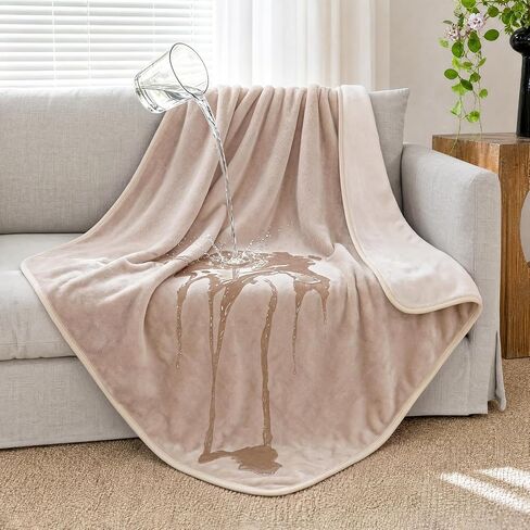 Luciphia Waterproof Blanket for Bed Twin Size 60"x80", Reversible Flannel | Couch Cover, Leakproof Spill-Proof Pet Protector for Large Dogs, Soft Throw Blanket for Camping, Travel, Movie Time, Grey in Kuwait