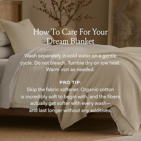 BOLL & BRANCH Dream Bed Blanket, Twin/Twin XL, Sky | Luxury 100% Organic Cotton - Soft, Lightweight and Breathable - Cloud-Like Touch in Saudi Arabia