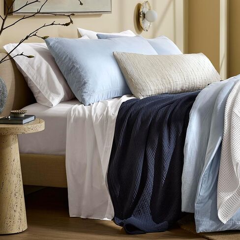 BOLL & BRANCH Dream Bed Blanket, Twin/Twin XL, Sky | Luxury 100% Organic Cotton - Soft, Lightweight and Breathable - Cloud-Like Touch in Saudi Arabia