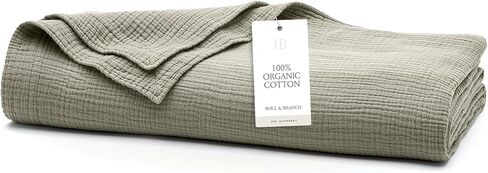 BOLL & BRANCH Dream Bed Blanket, Twin/Twin XL, Sky | Luxury 100% Organic Cotton - Soft, Lightweight and Breathable - Cloud-Like Touch in Saudi Arabia