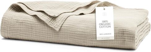 BOLL & BRANCH Dream Bed Blanket, Twin/Twin XL, Sky | Luxury 100% Organic Cotton - Soft, Lightweight and Breathable - Cloud-Like Touch in Saudi Arabia