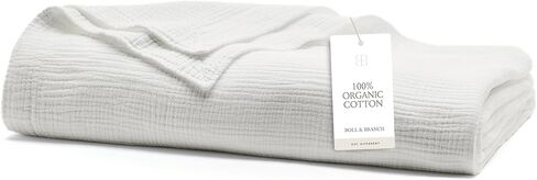 BOLL & BRANCH Dream Bed Blanket, Twin/Twin XL, Sky | Luxury 100% Organic Cotton - Soft, Lightweight and Breathable - Cloud-Like Touch in Saudi Arabia