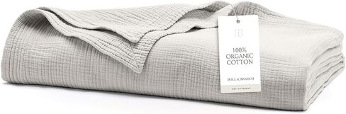 BOLL & BRANCH Dream Bed Blanket, Twin/Twin XL, Sky | Luxury 100% Organic Cotton - Soft, Lightweight and Breathable - Cloud-Like Touch in Saudi Arabia
