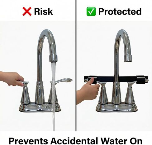 Faucet Handle Lock for Pet Safety - Universal Protector to Prevent Accidental Water On, Tool-Free Faucet Lock for Kitchen, Bathroom & Laundry Sinks, Flood Prevention, Black in Kuwait