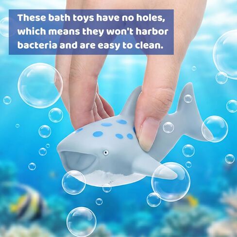 Baby Bath Toys for Kids Ages 1-3, No Hole Water Toys for 6-12 Months Infants and Toddlers, Baby Shark Toys for Pool, Bathtub, Beach, Shower, Boys Girls Gifts with Storage Bag in Kuwait